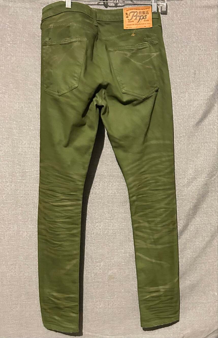 PRPS Mens 34 Green Medium Wash Distressed Denim Jeans
Slim Fit Skinny 5-Pocket